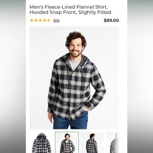 Selling a hooded LL Bean Fleece Flannel Shirt. Worn once, in perfect condition.